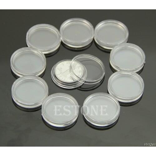 10 PCS Applied Clear Round Cases Coin Storage Capsules Holder Round Plastic 20mm Y110-Dropshipping