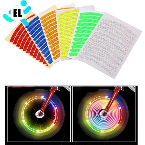 12Pcs/Sheet Bike Reflective Stickers Bicycle Reflector Safety Warning Rim Decal Tape Car Accessories 6 Colors Car Decoration