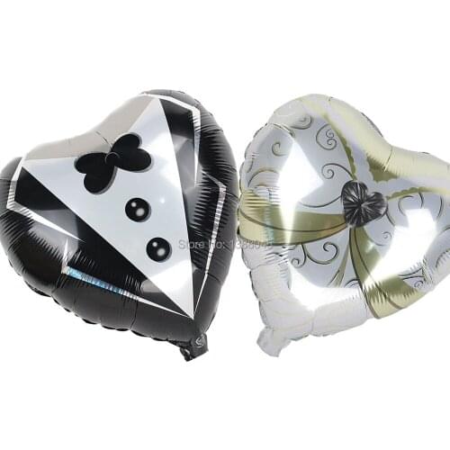 2pcs 18 Inch Wedding Decorations Heart Bride Groom Foil Balloons Wedding Party Celebration Love Helium Balloons Supplies