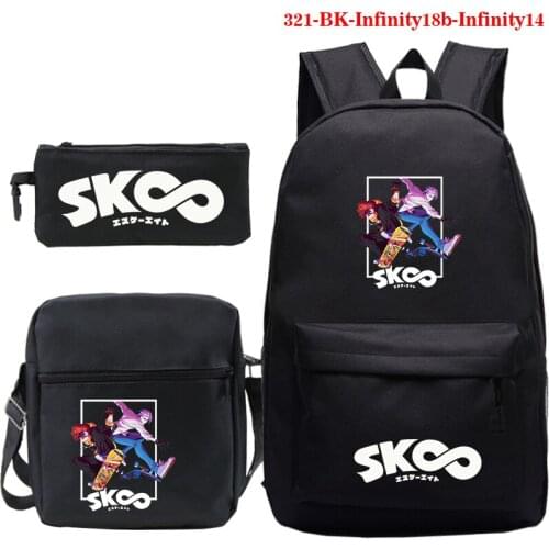 2021 New Boys Girls 3pcs Backpack Sk8 The Infinity Teenager Cosplay Waterproof Oxford Travel Bags School Bags Printed Laptop Bag