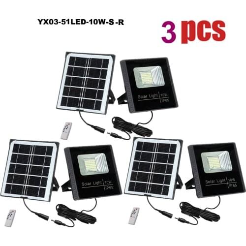 3pcs 51leds solar Light Outdoor Waterproof Security Wall lamp Sconces Porch Garage floodlight spotlight remote timer split cable