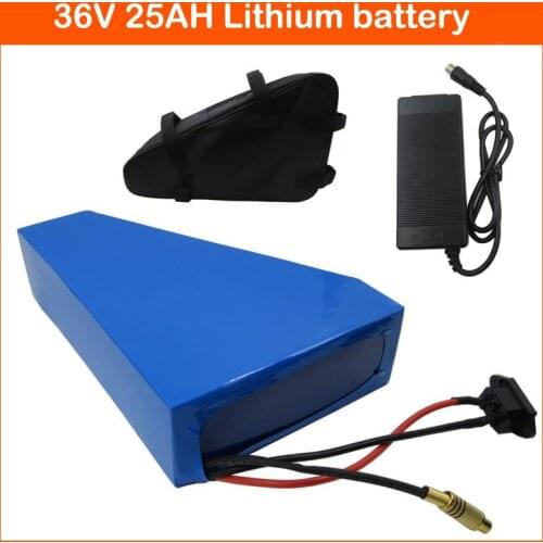 36V 1000W triangle battery 500W 36 V 25AH EBike Lithium ion bateria pack with Free bag 50A BMS 42V 5A charger No customs taxs
