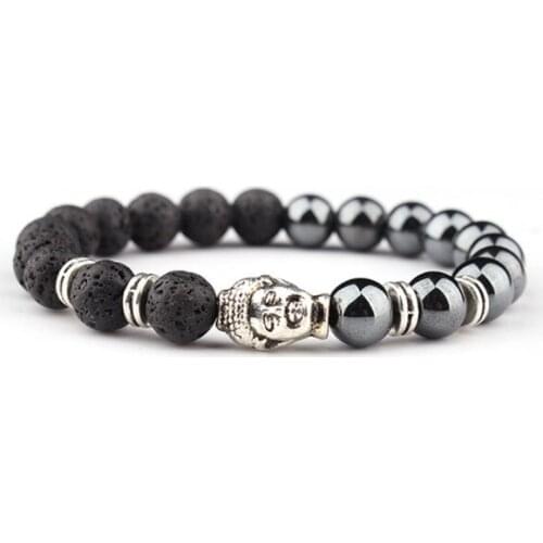 8mm multicolor Chakra Healing Reiki Buddha Yoga Bracelet elastic adjustable black Volcanic Stone Bangles yfh34