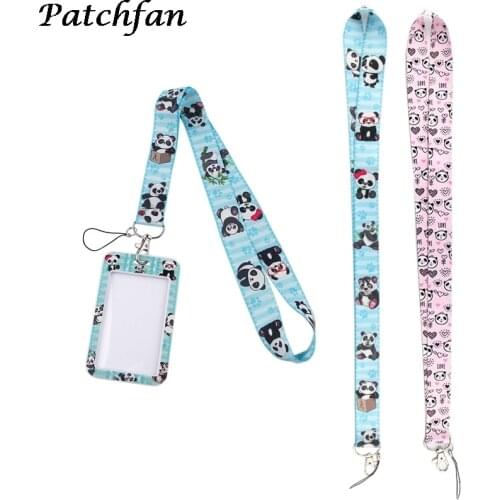 AD441 Cartoon panda Animals Lanyard Keychain key Badge ID Mobile Phone Rope Cute Gifts Lanyard With Card Holder
