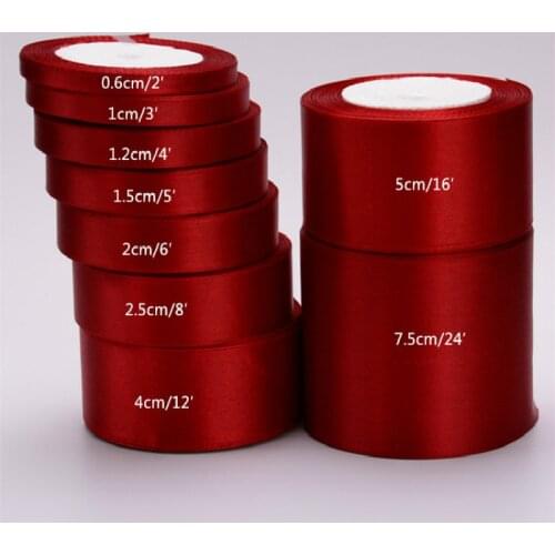 22meters 6mm-75mm Wine Red Satin Ribbons Packing Material DIY Bow Craft Decor Wedding Party Decoration Gift Wrapping Ribbon