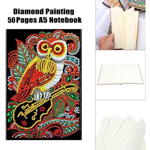 50 Pages A5 DIY Owl Special Shaped Diamond Painting Notebook Sketchbook Notebook Diamond Embroidery Cross Stitch Diary Book
