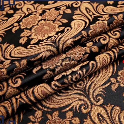 Black Metallic Jacquard Brocade Fabric nylon 3D jacquard fabric for Coat Dress table cloth decorative home tissue