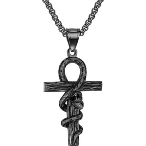 Gold Silver Color Crystal Long Chain Necklace Men Women Hip Hop Stainless Steel Cross Pendant Necklace