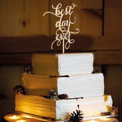 Wood cake topper."Best Day Ever " wedding cake toppers wedding decoration