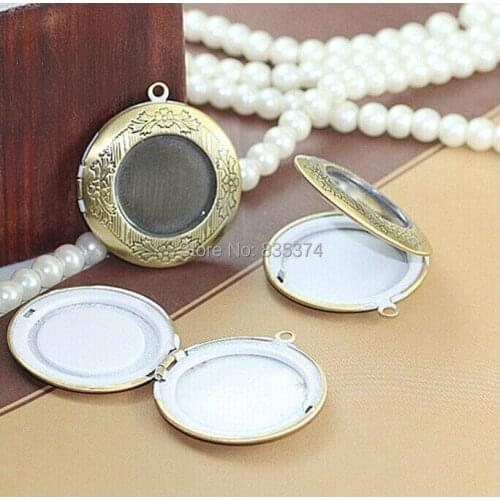DIY Necklace Pendant Findings 100pcs Wholesale ANTIQUE BRONZE 32mm Round Photo Locket Frame Fashion Design Jewelry Making