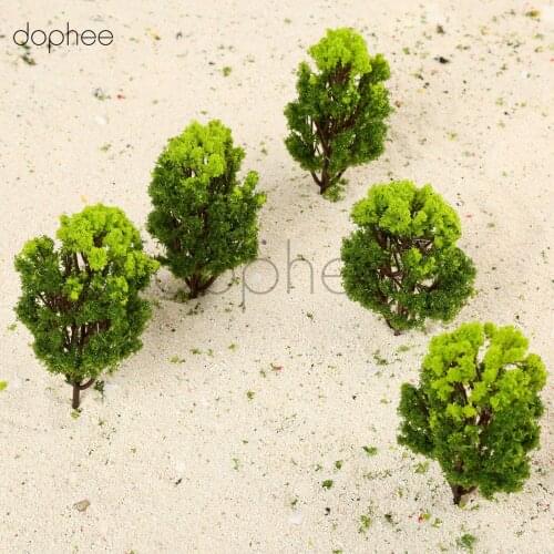 Dophee 10pcs Plastic Model Trees Ho Scale 10cm Green Model Railway Park Scene Landscape