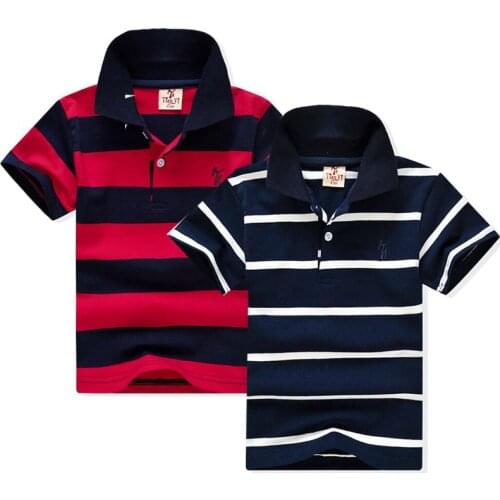 Baby Boy T-shirt Short Sleeve Rainbow Striped Summer Tops Clothes Cotton Soft For Children 1-7 Years Baby Sport T Shirt Clothing