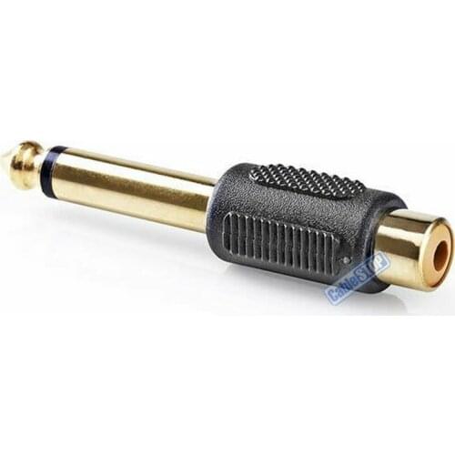 6.35mm MONO 1/4" JACK MALE PLUG TO RCA PHONO FEMALE SOCKET CABLE ADAPTER