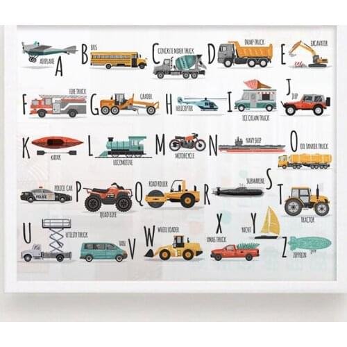 Canvas Nordic HD Prints Painting Transportation Vehicle Car Alphabet Wall Art Poster Home Decor Modular Pictures For Living Room