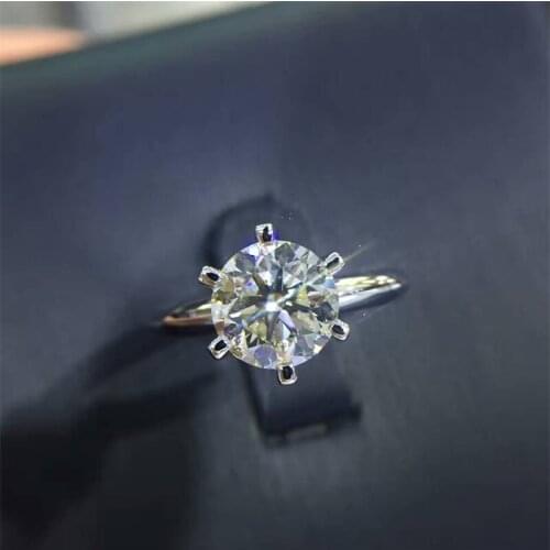 Lose Money Fine Jewelry Original Natural 925 Silver Rings Solitaire 6mm 2ct Sona Diamond CZ Stone Wedding Rings For Women gift