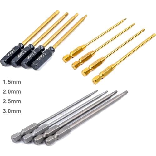 4pcs 1.5mm 2.0mm 2.5mm 3.0m Metal Hexagonal Wrenches 6.35mm Screw drivers Tools Kit 1.5/2.0/2.5/3.0mm for RC Models Multirotor