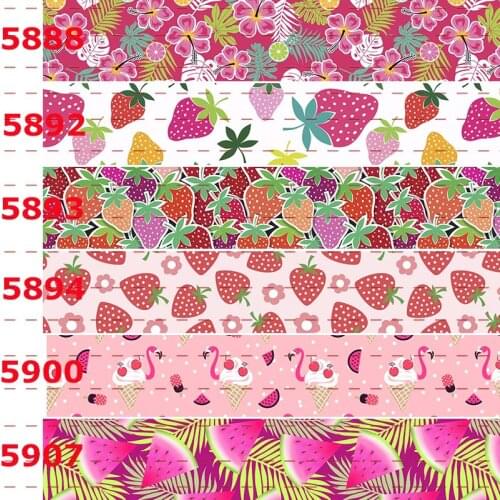 Fruit Strawberry Pattern Printed Grosgrain/Satin Ribbon5 Yards 22mm/25mm/38mm/50mm/75mm for DIY Gift Wrap Materials Hair Bow