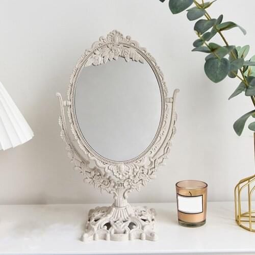 Retro Desktop Mirror 360° Swivel Cosmetic Makeup Mirror Home Decor Ornament