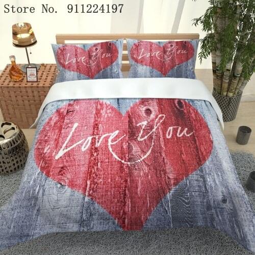 Love Printing Duvet Cover Single Double Bed Linen Twin Full Queen King Size Bedding Set Kids Adult Bedclothes Simple Quilt Cover
