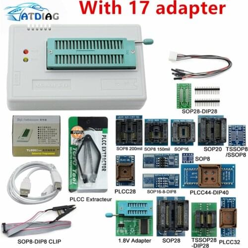 Newest Original V10.55 TL866II Plus Universal Programmer+Full Adapters+SOP8 IC Clip High speed Flash EPROM Programmer