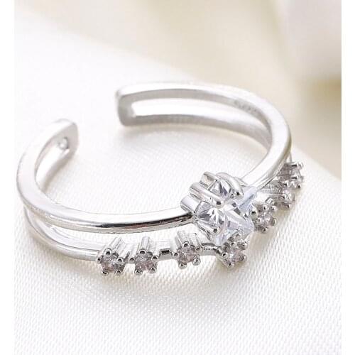 Five Pointed Star Stack Skinny Micro Pave CZ Fashion Women Engagement Wedding Bridal Party Cubic Zirconia Rings Set Jewelry Gift