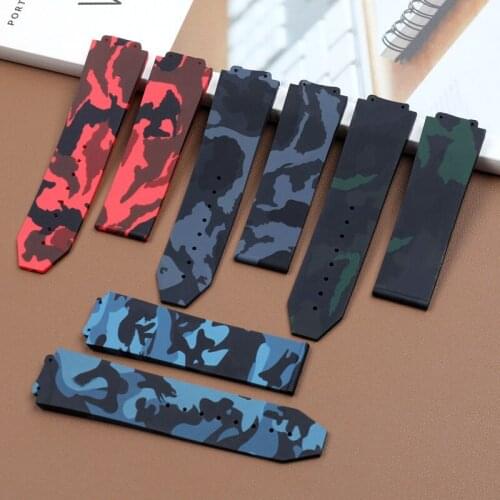 Watch Strap Men Silicone Strap For Camouflage Hublot Series strap 25 * 17mm Stainless Steel Clasp 22mm Women Sports Strap