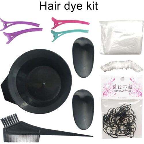 Best Selling Hair Dyeing Tools 8-piece Set Plastic Hair Dyeing Bowl Comb Hair Salon Products Disposable Gloves Set New #E