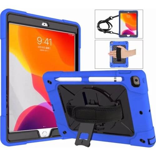 Silicone Case for IPad 10 2 10.2 2020 2019 8th 7th A2197 A2429 Kids Shockproof Tablet Cover PC TPU Stand Shell + Shoulder Strap