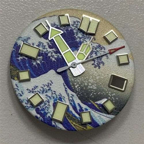 28.5MM Sterile Dial for NH35 Replacement Green Luminous Watch Dial for NH35/NH35A Watch Movement Repair Part