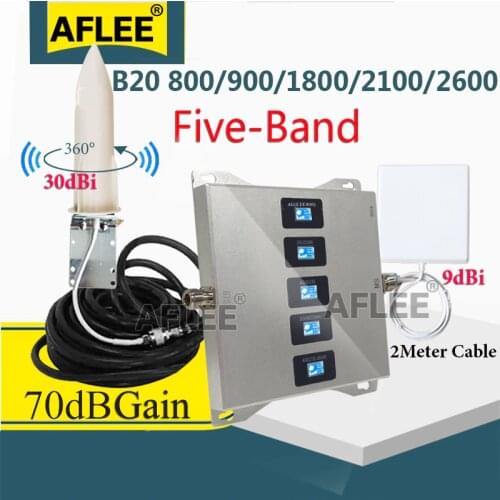 Five-Band B20 800 900 1800 2100 2600mhz CellPhone Cellualr Repeater GSM 2G 3G 4G Amplifier 4G Mobile Signal Booster LTE UMTS DCS