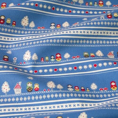 Half-Meter Japanese Kokka Oxford Cotton Fabric DIY Patchwork Quilting Fabric Textile For Sewing Doll B Blue