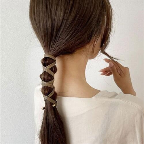 2021 Leather Long Hair Tie Headband Ponytail Hold Hairband For Women Fashion Rubber Bands Scrunchies New Hair Accessories