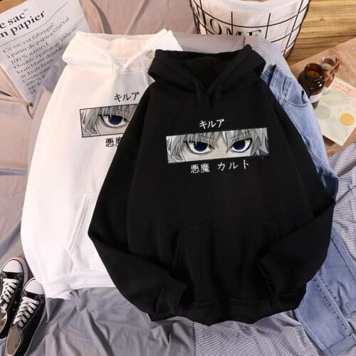 Women Hoodies Hunter X Hunter Women Pullovers Hoodies Sweatshirts Killua Zoldyck Devil Eye Print Anime Hoody Streetwear Tops