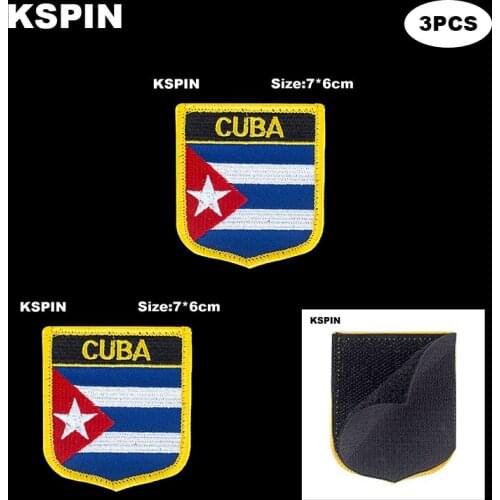 National Flag Patch Hook Loop Cuba Badges Armband 3D Stick on Jacket Backpack Stickers
