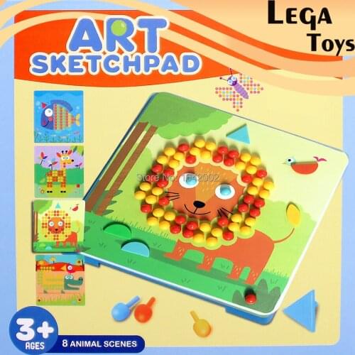 3D Puzzles Art sketchpad Animal Scenes Nails Jigsaw Puzzles Mosaic Pegboard Creative Nail Kit Educational Toys For Children