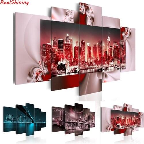 5pcs diy Diamond Painting Cross Stitch City night scene full square Diamond Mosaic Embroidery Rhinestones H1487