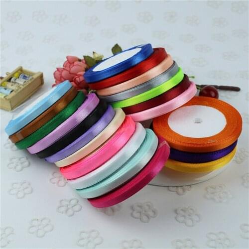 6mm 22 Meters (25 Yards) Silk Satin Ribbon Party Home Wedding Decoration Gift Wrapping Christmas New Year DIY Material Garland