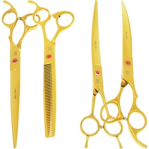 8.0" Pets Dog Grooming Shears Japan 440c Animals Cutting Scissors Forceps Comb Curved Hair Clippers 7.5" Thinning Tijeras B0050A