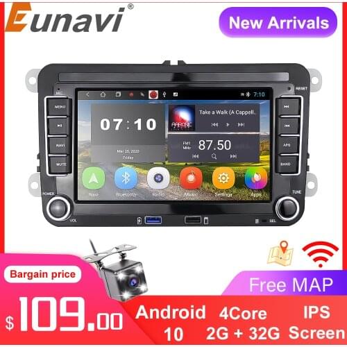 Eunavi 2 Din Android 10 Car Radio For VW Passat B6 CC Polo Golf 5 6 Jetta Tiguan Touran Skoda Octavia Multimedia 7 inch IPS GPS