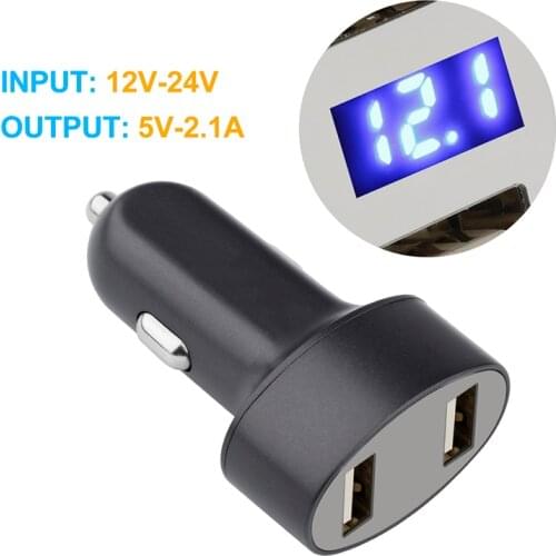 Rocketek multi usb car charger smart IC 2 USB 2.4A LED car battery measuring phone adapter accessories for Xiaomi car-charger