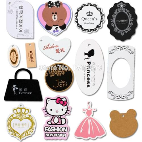 Customized clothing paper hang tag/garment shape cutting tag/700gsm glossy paper tag/cardboard printed tag/clothing label print