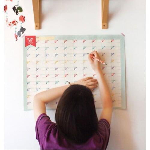 3PCS Creative paper Countdown 100 days of work and study schedule/novelty notebook/hard target notes/wall sticker