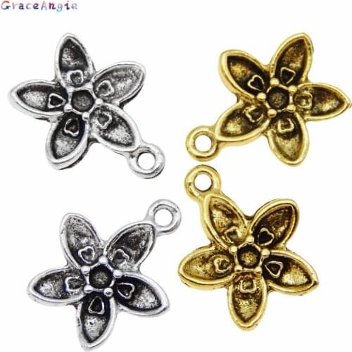 40PCS mix color alloy flower Metal Flower Spacer Beads End Caps Pendant DIY Hair Accessories Charms Connectors Jewelry