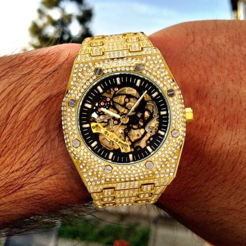 MISSFOX Luxury Men Automatic Watch Wristwatch Top Brand Male Mechanical Skeleton Wrist Watch Waterproof Clock Relogio Masculino