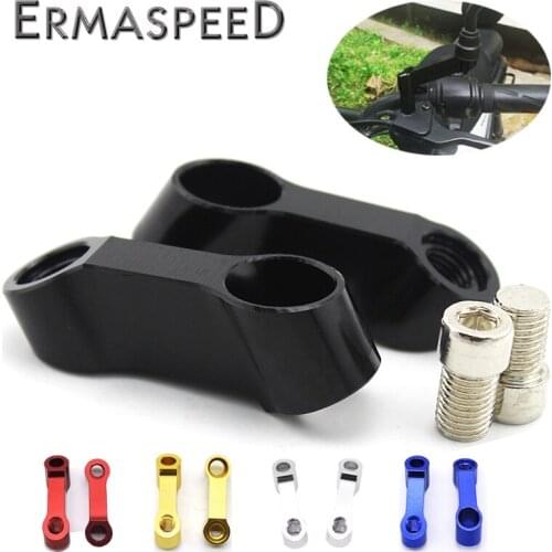 CNC Aluminum Motorcycle Rearview Mirror Extension Risers Handlebar Mount Mirror 10mm Extend Adaptor for Motorbike Street Bike