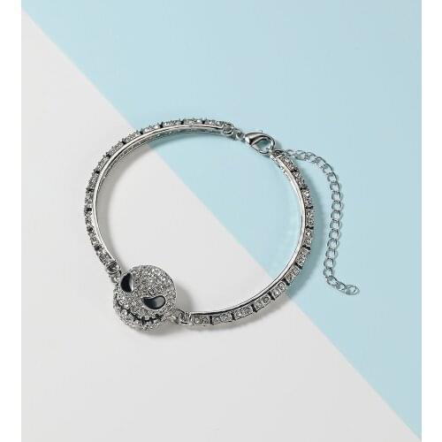 DCARZZ Nightmare Before Christmas Bracelets for Women Inlaid Crystal Skull Charm Bracelets Classic Fashion Jewelry Friend Gift