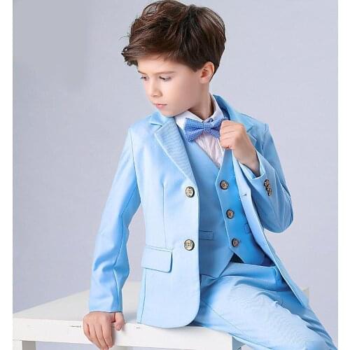 One Button Peak Lapel Kid Complete Designer Handsome Boy Wedding Suit Boys' Attire Custom-made (Jacket+Pants+Tie+Vest)