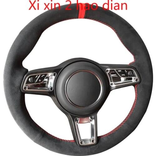 For Porsche Cayenne macan panamera 718 DIY custom black suede all-inclusive car steering wheel cover