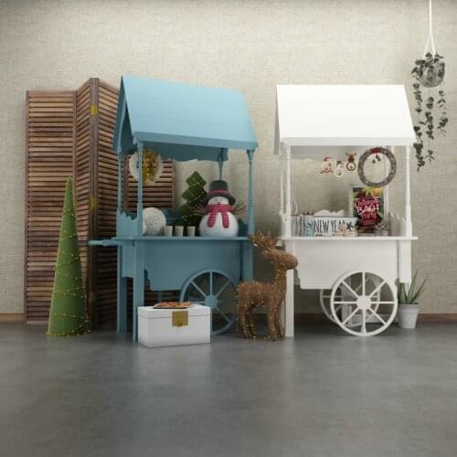 Small Cart Warm Room Scene Home Backdrop Holiday Photography Background Celebration Photo Booth Studio Decor