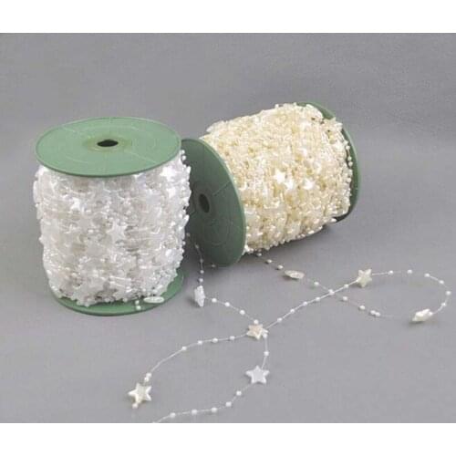 1 Spool 60 Meters Pure White/Ivory Stars ABS Pearls Beads Garland For Wedding Party Venue Bouquet Bride Hair Style Decoration
